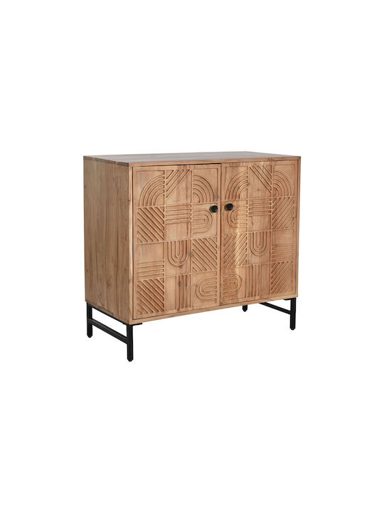 Sideboard made of Solid Wood & Metal Brown Black 88x40x80cm