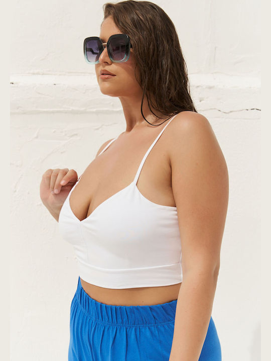 Women's Crop Top with Straps White
