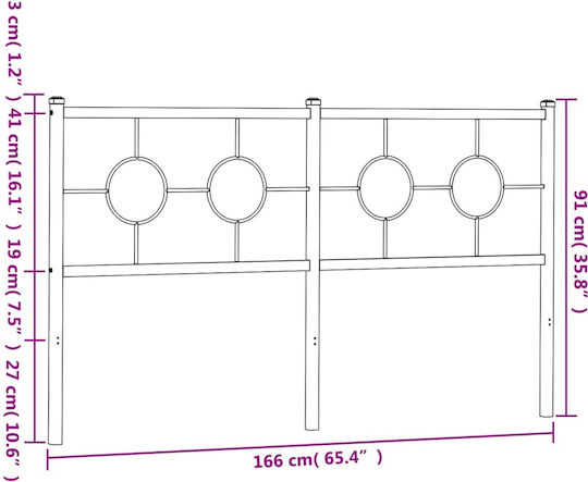 vidaXL Metallic White Bed Headboard 166x91cm