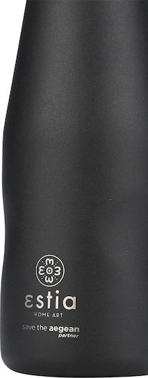 Estia Travel Flask Save the Aegean Recyclable Stainless Steel Thermos Bottle BPA Free 350ml Midnight Black