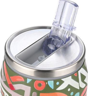 Estia Travel Cup Save the Aegean Ανακυκλώσιμο Ποτήρι Θερμός Ανοξείδωτο BPA Free GEOVIVID 500ml με Καλαμάκι