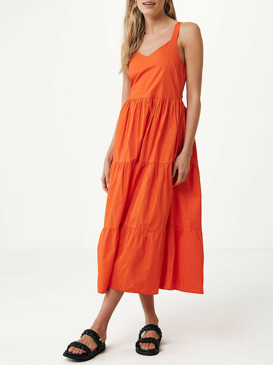 Mexx Midi Φόρεμα με Βολάν Orange