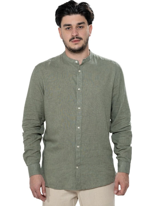 Caiden Long-sleeved Linen Shirt SWAMP