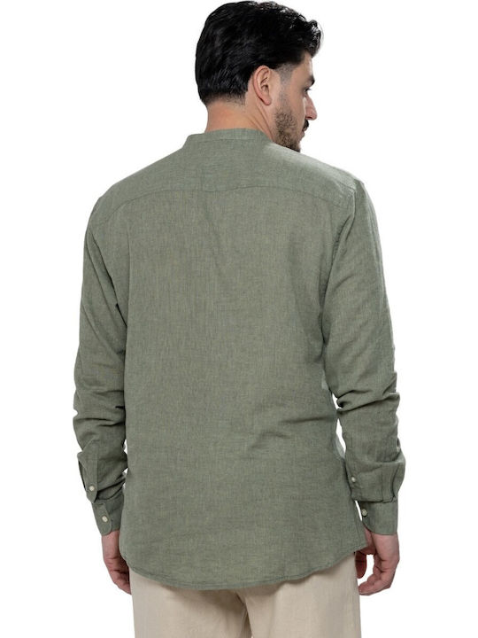 Caiden Long-sleeved Linen Shirt SWAMP