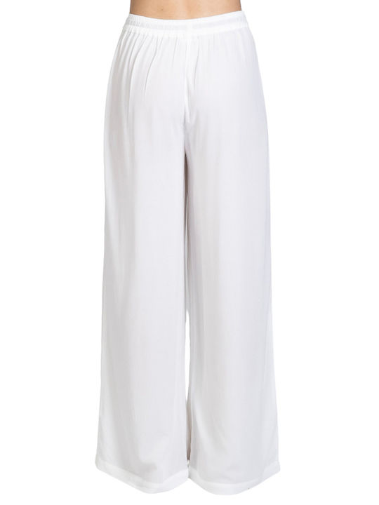 Aggel W Crepe Marocaine Wide Leg Pants Knitte Ss00023kf-1045 White