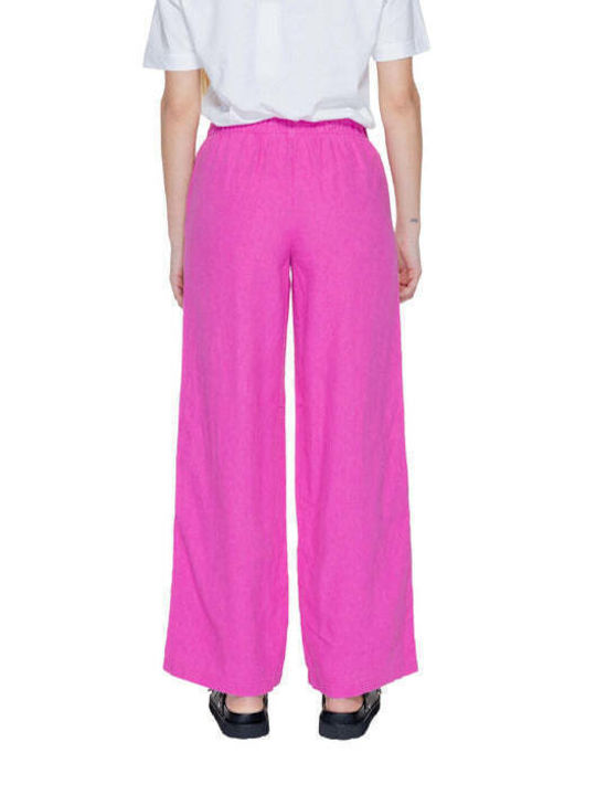 Only Women's Linen Trousers Purple