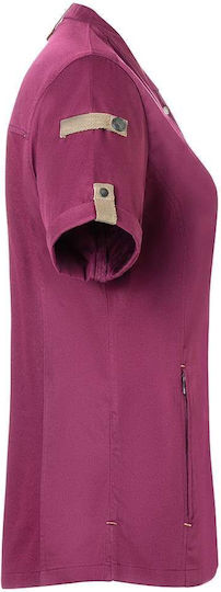 Karlowsky Coat Chef 100% Cotton made Female Fuchsia with Short Sleeve