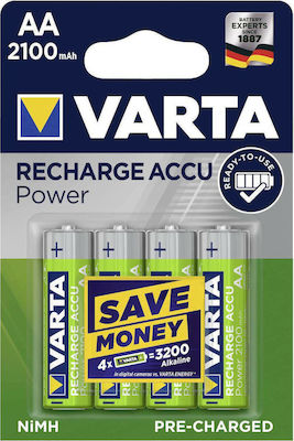 Varta Recharge Accu Power Baterii Reîncărcabile AA Ni-MH 2100mAh 1.2V 4buc