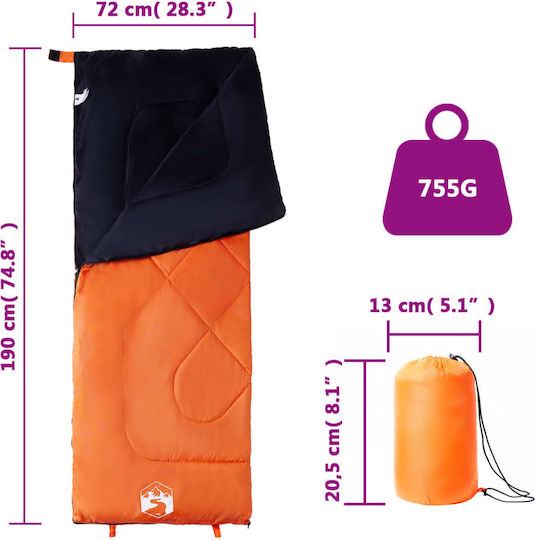 vidaXL Sleeping Bag Single Orange