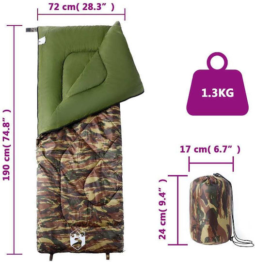 vidaXL Sleeping Bag Single Green
