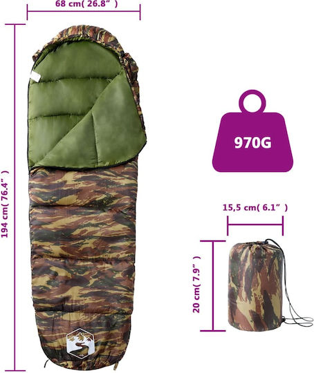 vidaXL Sleeping Bag Μονό Πράσινο