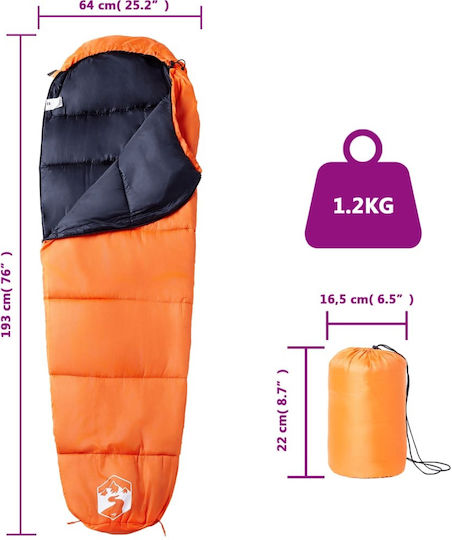 vidaXL Sleeping Bag Μονό Πορτοκαλί
