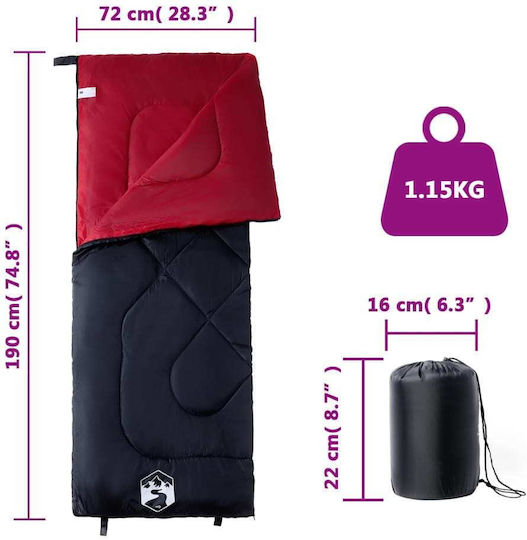 vidaXL Schlafsack Einzeln Red