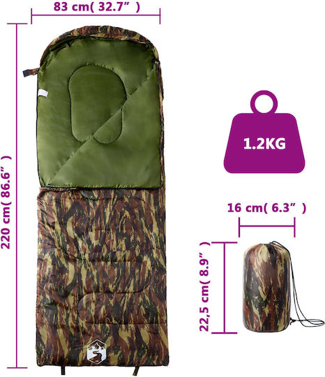 vidaXL Sleeping Bag Μονό Πράσινο