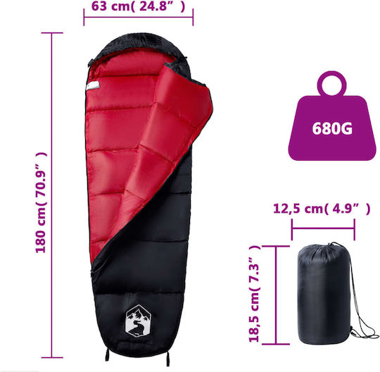 vidaXL Sleeping Bag Single Red