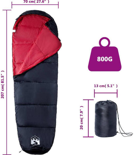 vidaXL Sleeping Bag Single Red
