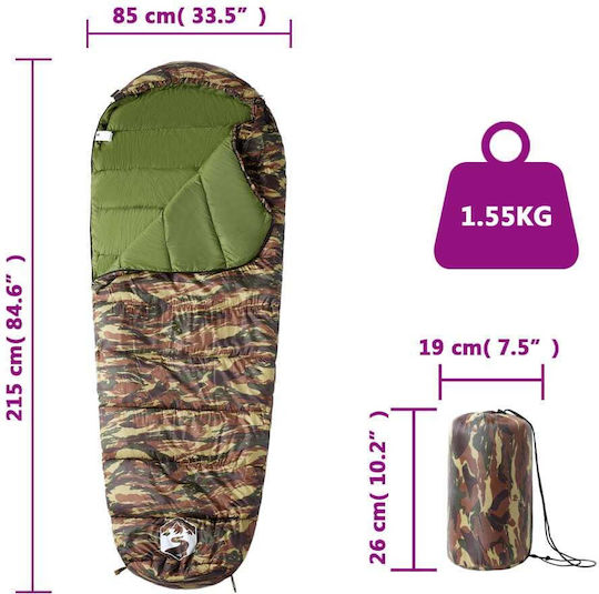 vidaXL Sleeping Bag Μονό Πράσινο