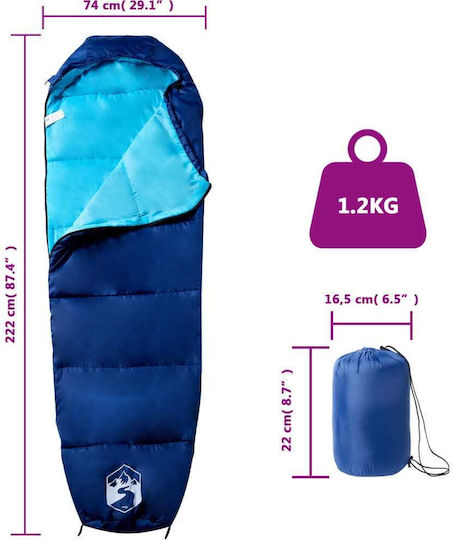 vidaXL Sac de dormit Single Albastru
