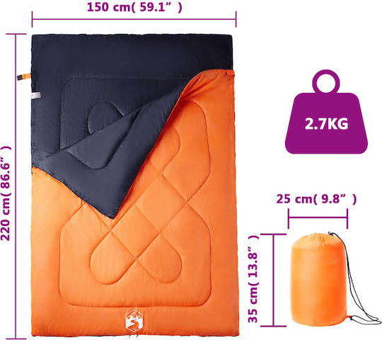 vidaXL Sac de dormit Dublu Portocaliu