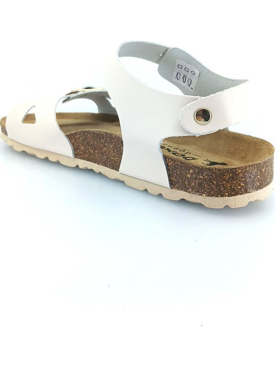 Leather Women's Flat Sandals Anatomic in White Color