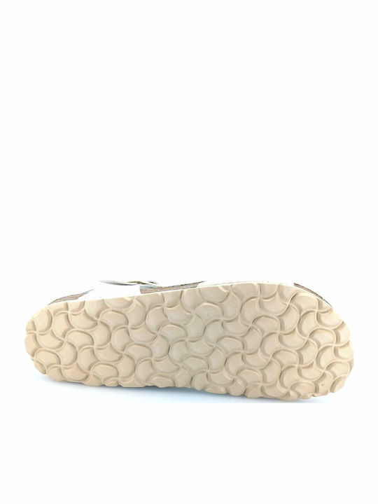 Leather Women's Flat Sandals Anatomic in White Color
