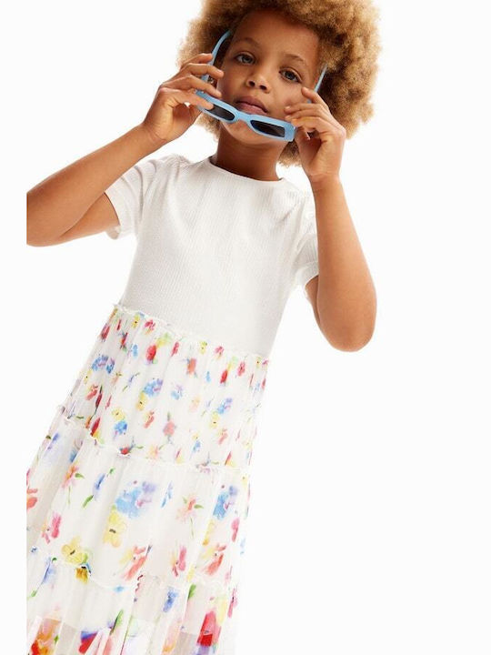 Desigual Kids Dress Floral Blanco