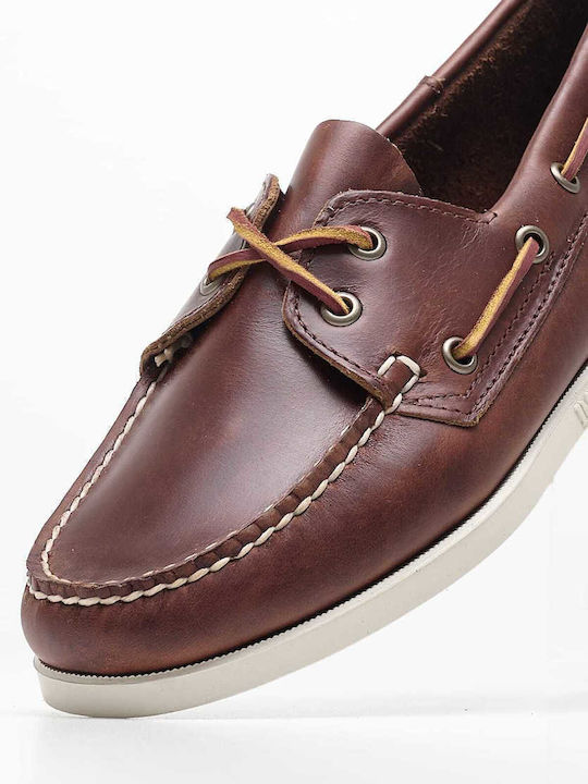 Sebago Δερμάτινα Ανδρικά Boat Shoes σε Καφέ Χρώμα