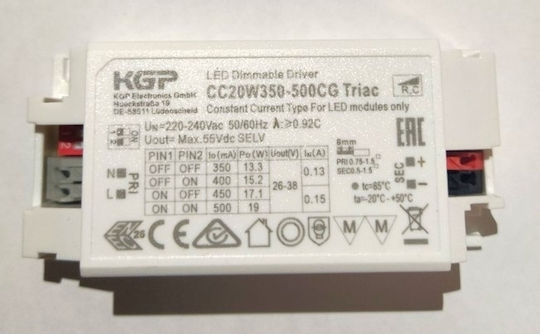 Home Lighting Dimmable LED Power Supply 20W with Output Voltage 55V