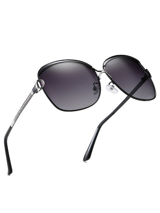 Techsuit Women's Sunglasses with Purple Metal Frame and Purple Gradient Polarized Lens