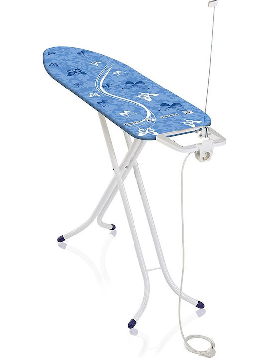 Leifheit Air Board M Compact Plus Ironing Board for Steam Iron Foldable with Socket Blue 120x38cm