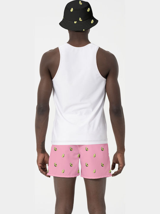 Miami Beach Men's Swim Trunks Pink Avocado Design 226 Pink