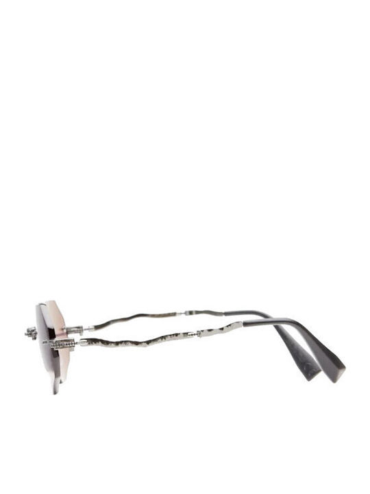 Kuboraum Unisex Sunglasses with Silver Metal Frame and Gray Lens