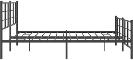 Bett King Size Metall Schwarz mit Latten für Matratze 193x203cm