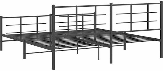 Bett King Size Metall Schwarz mit Latten für Matratze 193x203cm