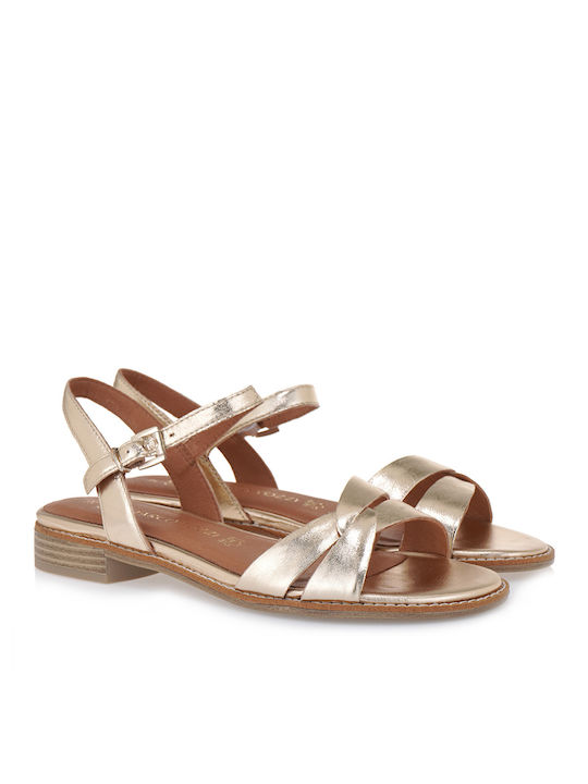 Marco Tozzi Damen Flache Sandalen in Gold Farbe