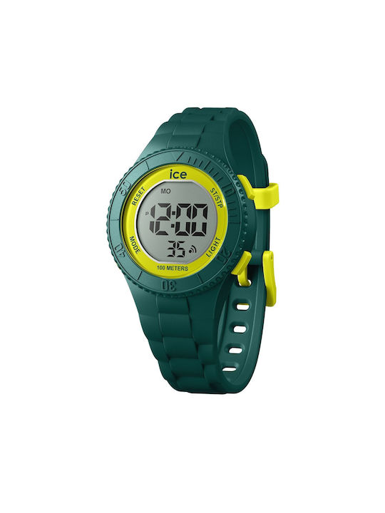 Ice Digital Watch Battery with Green Rubber Strap