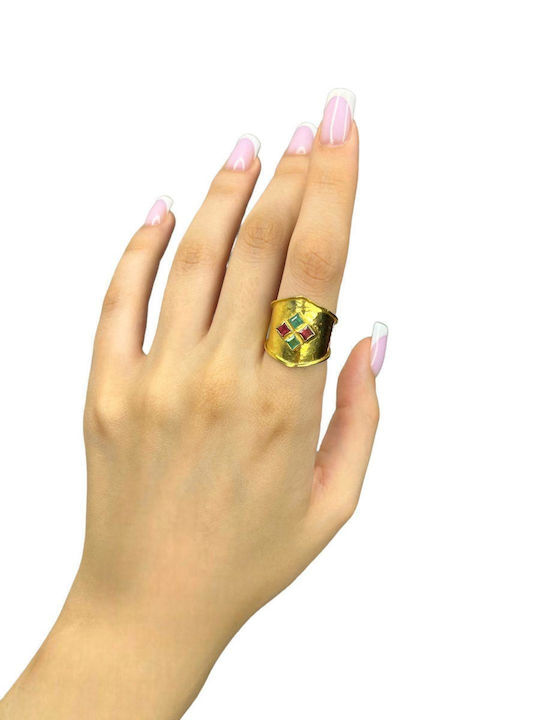 Xryseio Ring with Stones made of Gold 18K