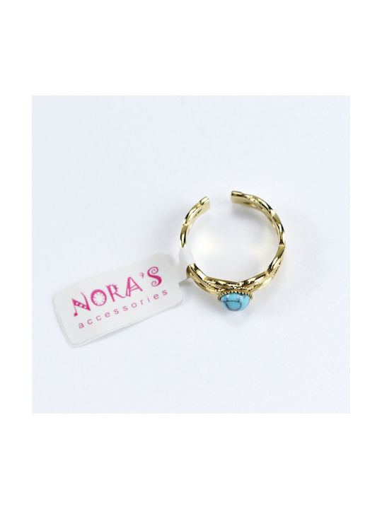 Nora's Accessories Damen Ring aus Stahl Vergoldet