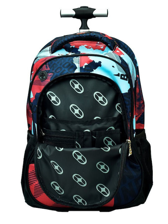 No Fear School Bag Trolley Elementary, Elementary Blue with Water Bottle Holder 30Liters
