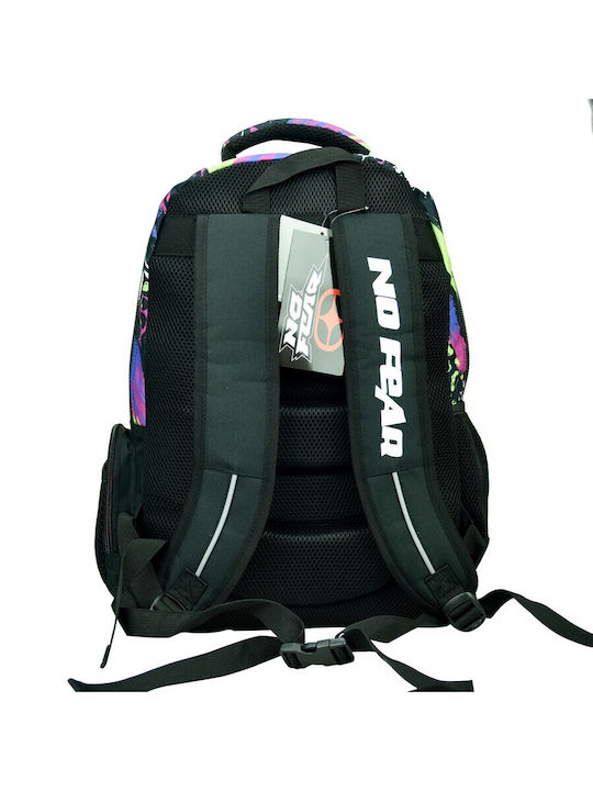 No Fear School Bag Backpack Elementary, Elementary Multicolour with Water Bottle Holder 30Liters
