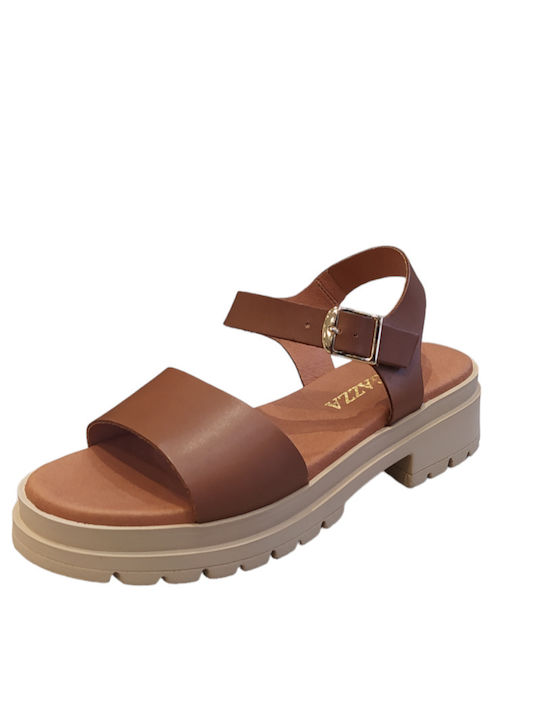 Ragazza Leather Women's Sandals Tabac Brown