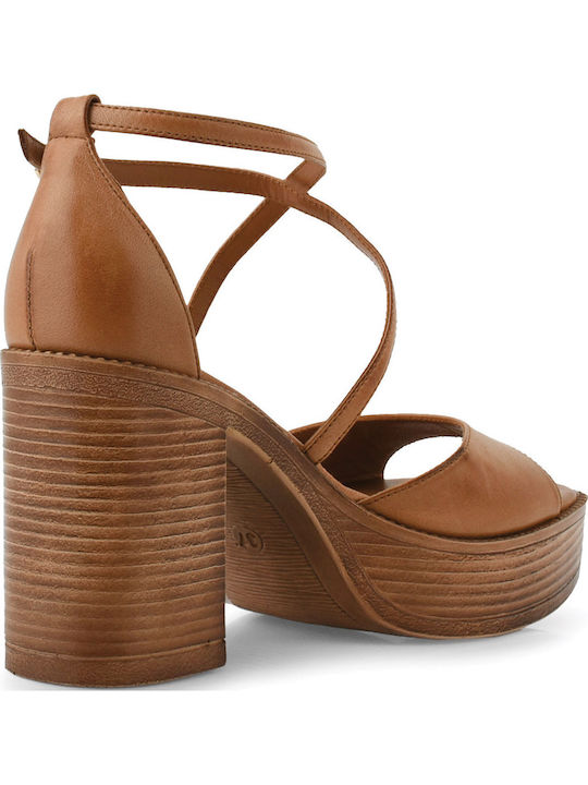 Leather Sandals Tabac Brown