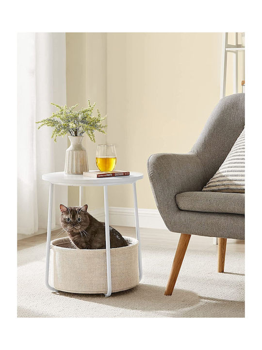 Round White Wooden Side Coffee Table W45xL45xH50cm