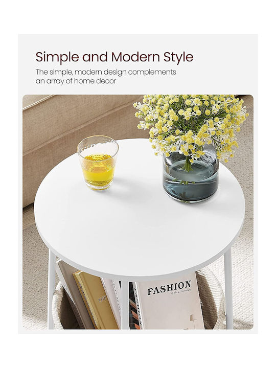 Round White Wooden Side Coffee Table W45xL45xH50cm