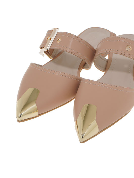 Pantofi Mules Dama Flat Bej Culoare Full Face