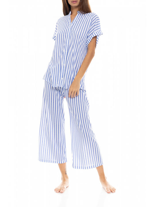 Pink Label Summer Women's Pyjama Set Soft Blue