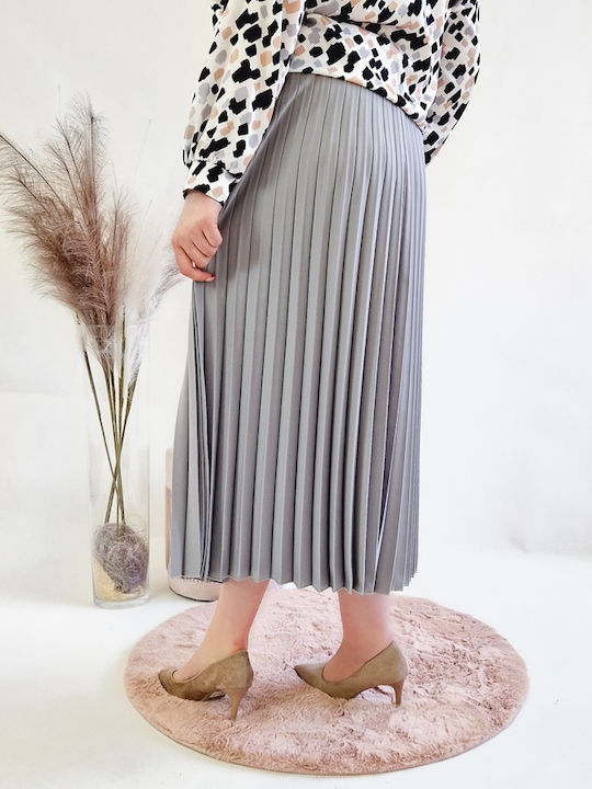 Brak Pleated Maxi Skirt Grey