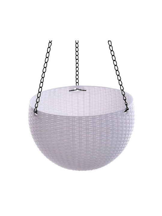 Κρεμαστό Κασπώ Rattan Λευκό 58x58x27εκ.