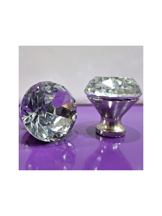 ACM Knob Furniture made of Metallic & Zamak & Crystal Nickel matt 30mm (Center Distance 30mm) 11851 1pcs