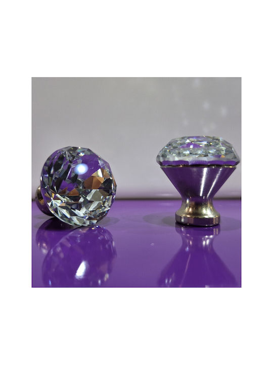 ACM Knob Furniture made of Metallic & Zamak & Crystal Nickel matt 30mm (Center Distance 30mm) 11851 1pcs